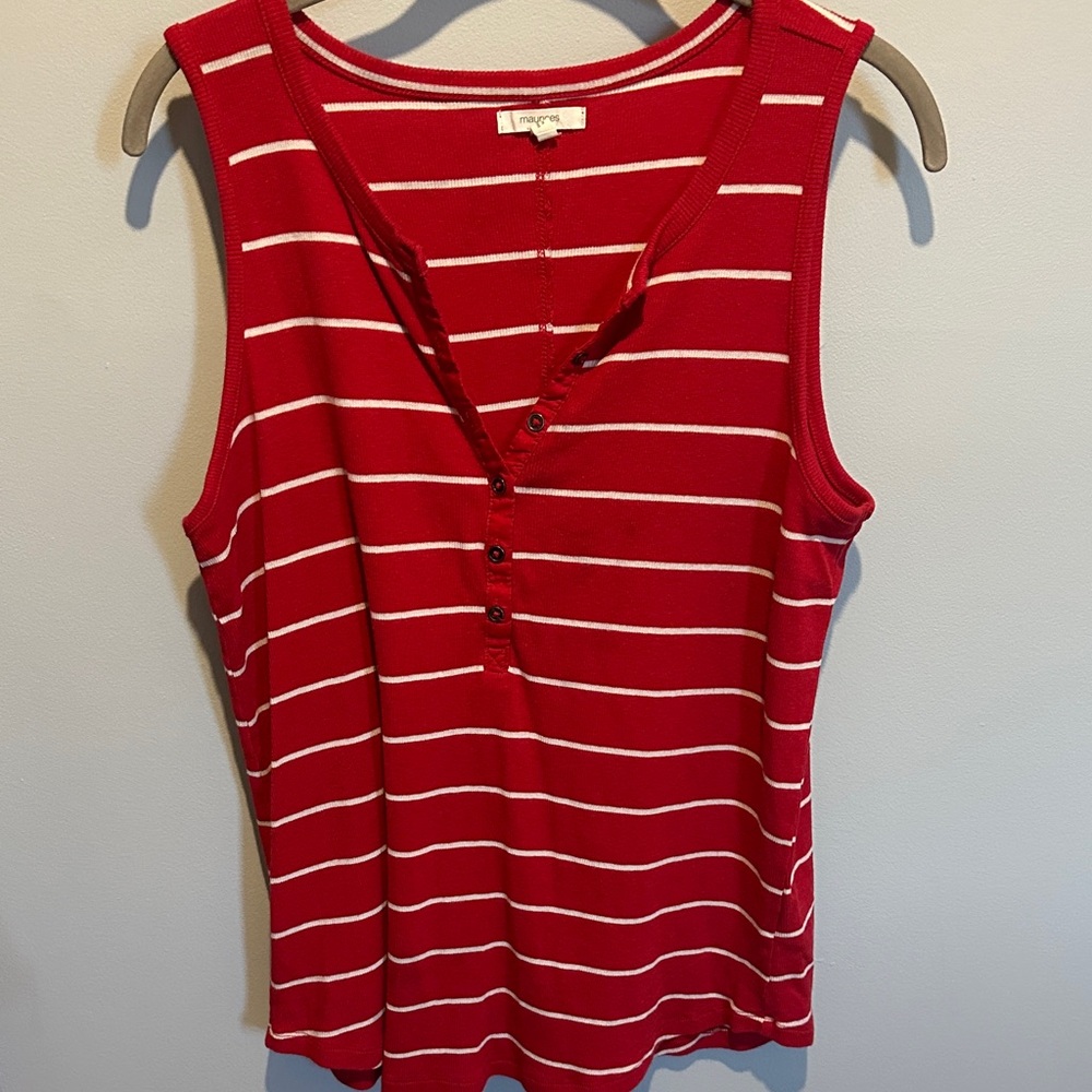 Maurices Red and White Striped Tank Top